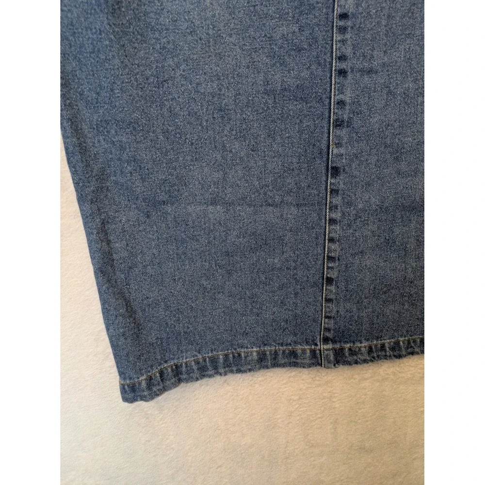 Eddie Bauer Denim‎ Midi Skirt Women's 8 Blue High Waisted Vintage 90s Pockets